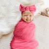 DRESHOW BQUBO Newborn Receiving Blanket Toddler Warm for Girls with Bow Hat and Bow Headband Shower Gift