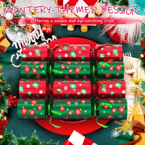 LASGU Christmas Party Table Favors Set, 8 Pack No-Snap Game Table Favor with Party Hat Joke & Prizes Gifts Inside, Christmas Party Games for Winter Xmas Holiday Dinner Traditions