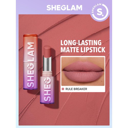 SHEGLAM Dynamatte Boom Waterproof Matte Lipstick Long Lasting Transfer Proof Lip Stick - Rule Breaker