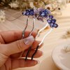 Jumwrit Wedding Crystal Flower Floral Hair Comb Silver Rhinestone Teardrop Hair Side Comb Vintage Bride Bridesmaid Headpiece Bridal Jewelry Hair Clip Comb for Women Girls(Purple)