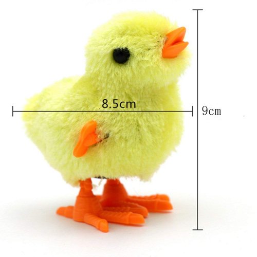 HYSTYLE 6 Pcs Wind-Up Jumping Chicken Ducklings Party Favors (Yellow)