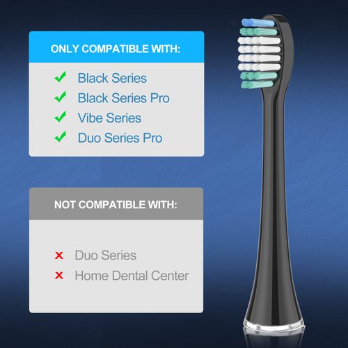 Replacement Toothbrush Heads Compatible with AquaSonic Black Series, Vibe Series, Black Series Pro,and for Duo Series Pro Electric Toothbrush Black, Pack of 5