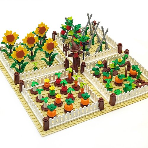 SEAWAVEFUN Farm Field Accessories Plant Flower Building Blocks Brick Playset Nice Addition for 6 Year Old Boys Girls Food Harvest Seasonal Building Kits for Boys Kids 6-8 -12