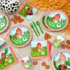 Juvale 144-Piece Barnyard Birthday Party Supplies Set, Farm Animal Party Decorations With Paper Plates, Dinner Napkins, 9 oz Cups, and Plastic Cutlery (Serves 24 Guests)