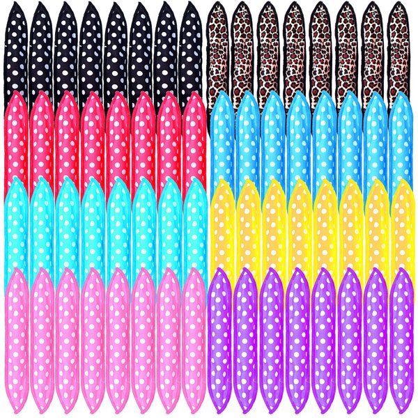 Giegxin 64 Pcs Heatless Soft Hair Rollers Sponge Sleep Hair Rollers Soft Overnight Hair Curlers Foam Pillow Curlers DIY Night Hair Rollers for Flexible Hair Curling Supplies, Polka Dot, Leopard