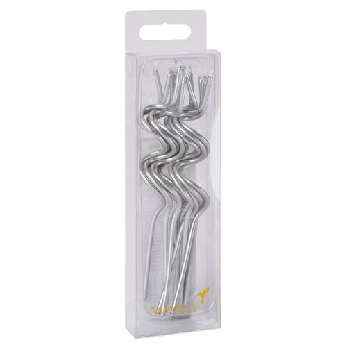 Papyrus Birthday Candles, Silver Swirl (12-Count)