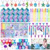 HAPGFS Mermaid Party Favors- Ocean Sea Party Toys Sets for 12 Children Decorations, Goodie Bag Fillers 96 PCS for Kids Summer Party Supplies, Necklace, Bubble Wands Girls Mermaid Birthday Party Favors