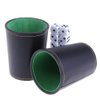 Leather Dice Cup, Quite Felt-Lined Interior, 6 Shaker Cups and 30 Dot Dices, one Carry Bag (Black and Green)