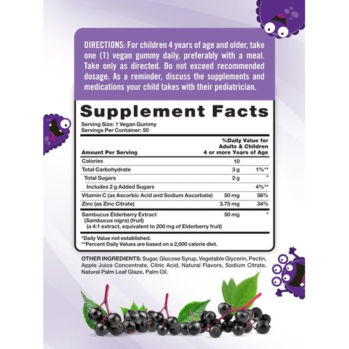 Nature's Truth Kids Elderberry Gummies | 50 Count | with Zinc and Vitamin C | Vegan, Non-GMO & Gluten Free Supplement