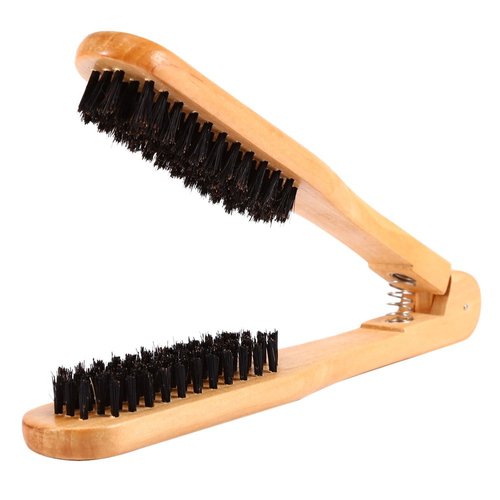 MAVIS LAVEN Hair Straightener Comb, Professional Wooden Hair Brush Double Brushes Anti-Static Hair Straightening Tool for All Hair Types