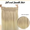 TIVBOES Wire Hair Extensions 18 inch 95g Ash Blonde to Golden Blonde and Platinum Blonde Straight Remy Hair Extensions with Invisible Fish Wire Hair Extensions Real Human Hair