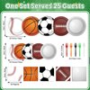 Qyeahkj 100 Pcs Sports Birthday Party Decorations Sports Themed Party Plates And Napkins Basketball Party Supplies Boys Birthday Party Football Tableware Set Baseball Sports Party Favors