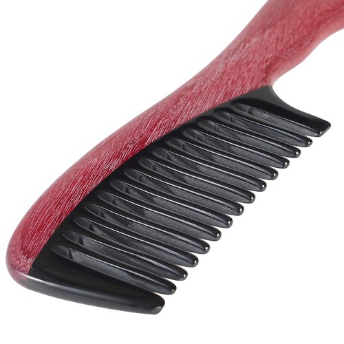 Onedor 100% Handmade Natural Violet Sandalwood With Buffalo Horn Hair Combs - Anti-Static Sandalwood Scent Natural Hair Detangler Wooden Combs (Wide Tooth)