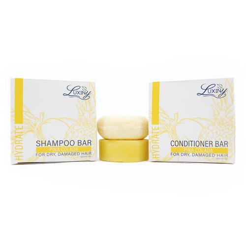 Bar Shampoo and Conditioner for Hair, by Luxiny, Made in USA Shampoo and Conditioner Bar Set - 1 Sulfate Free Shampoo Bar, 60g & 1 Deep Conditioner Bar, 50g – Normal to Dry Hair (Pina Colada)