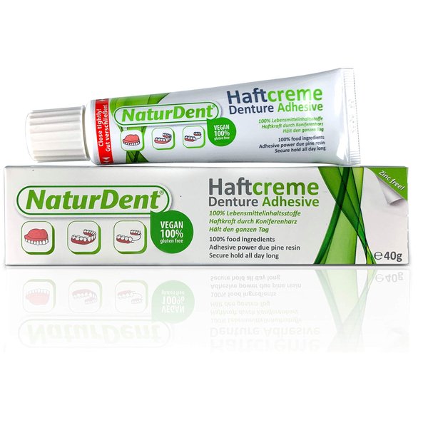 Natural Strong Denture Adhesive NaturDent holds Dentures Longer and Stronger No Zinc No Petrochemical No Paraben No Yucky Taste