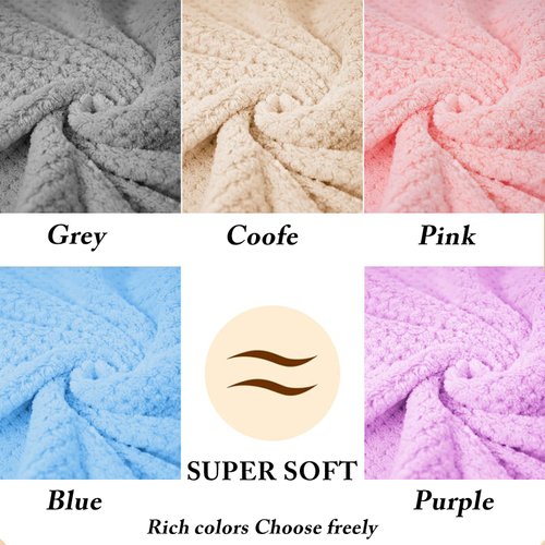 Wuwahold Microfiber Hair Towels, Waffle Hair Towel Set, Super Soft Highly Absorbent, Sturdy Quick Drying Turbans for Long, Thick, Curly Hair (5 Pack, 40" x 20")