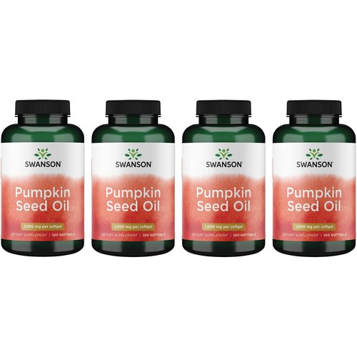 Swanson Pumpkin Seed Oil - High Bioavailable EFAs - (100 Softgel Capsules, 1000mg Each) (4 Pack)