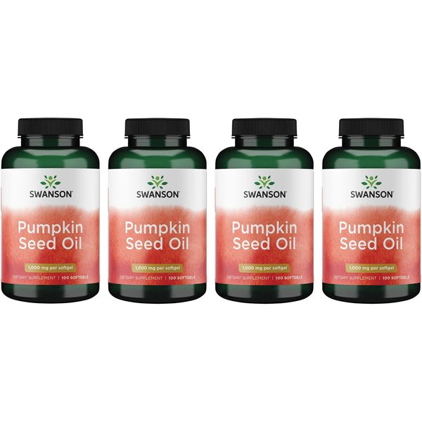 Swanson Pumpkin Seed Oil - High Bioavailable EFAs - (100 Softgel Capsules, 1000mg Each) (4 Pack)