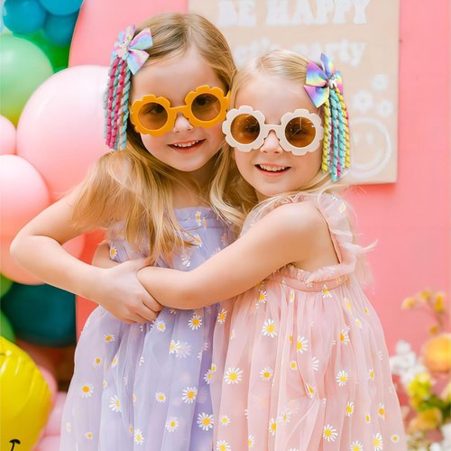 NCMAMA 4PCS Unicorn Hair Bows for Girls Curly Grosgrain Ribbon Hair Bows Clips Girls Hair Accessories for Toddlers Infant Kids Children （Style-A）