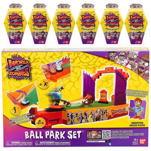 Hasbro World of Zombies - 3" 8cm Articulated Action Figures & Playsets - Ball Park Set & 6X WoZ Blind Boxes