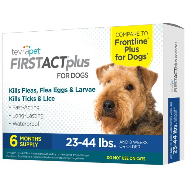 FirstAct Plus Flea Treatment for Dogs, Medium Dogs 23-44 lbs, 6 Doses, Same Active Ingredients as Frontline Plus Flea and Tick Prevention for Dogs