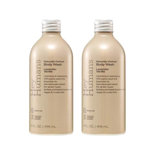 HEY HUMANS Body Wash Lavender Vanilla, 14 fl oz. (Pack of 2)