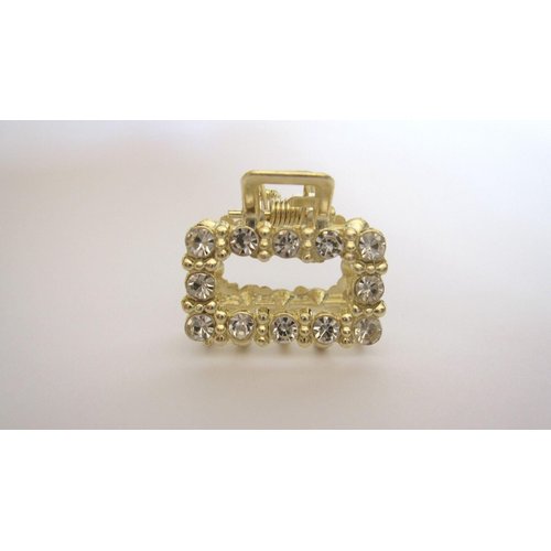 Generic Small mini gold metal crystal square hair claw clip