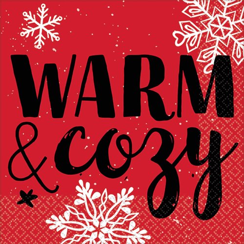 "Warm and Cozy" Christmas Beverage Napkins, 5" x 5", 16 Ct.
