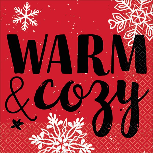 "Warm and Cozy" Christmas Beverage Napkins, 5" x 5", 16 Ct.