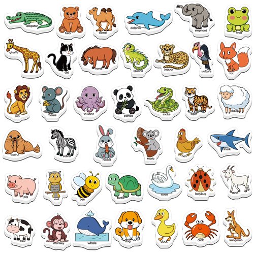 Kasfalci 40 Animal Magnets,Refrigerator Fridge Magnets for Kids,Magnetic Animal Toys for Toddlers,Learning Games,Speech Therapy Toys for Preschool Kindergarten Classroom,Educational Toys for Kids 3+