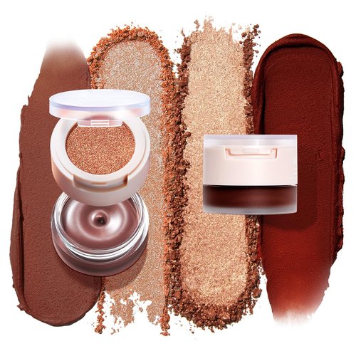 imakeupnow Cream Blush For Cheeks and Eye, Shimmer Eye Shadow Palette Pigmented Pink Blush Make Up Sets 2PCS - #002 + #003