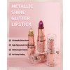 Glitter Metallic Shimmer Brown Lipstick Long Lasting,Diamond High Impact Nude Red Metallic Matte Liquid Lipstick Transferproof Non-Stick Lip Gloss,Full Coverage Lip Color Lip Stick Makeup for Women-05