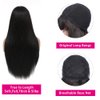 REMY HAIR Black Wig with Bangs 20 Inch Long Straight 100% Human Hair Wig Glueless None Lace Front Wigs Unprocessed Brazilian Virgin Hair Wig with Bangs Natural Color