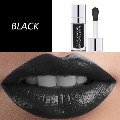 Sea-Maid Plumping Lip Gloss, Hydrating Lip Gloss Tinted Lip Balm, Big Brush Head Glitter Shine, Long Lasting Nourishing Non-sticky Fresh Texture, Black