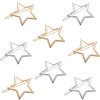MIAO JIN 8 Pcs Exquisite Hollow Star Shape Hair Clips Hair Pins for Women's and Girls (Gold, Sliver)