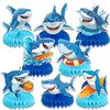 8Pcs Shark Birthday Party supplies set Honeycomb Centerpieces Double Sided Table Topper for Boy Shark Party Decorations (Shark)