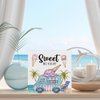 Summer Decor Ice Cream Car Wood Sign Sweet Summer Decorations Farmhouse Home Table Desk Decor (5 x 5 Inches)