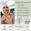 Angzon White Bob Wigs with Bangs Short Straight Bob Wigs For Women Shoulder Length Synthetic Bob Wigs For Halloween Daily Party Cosplay