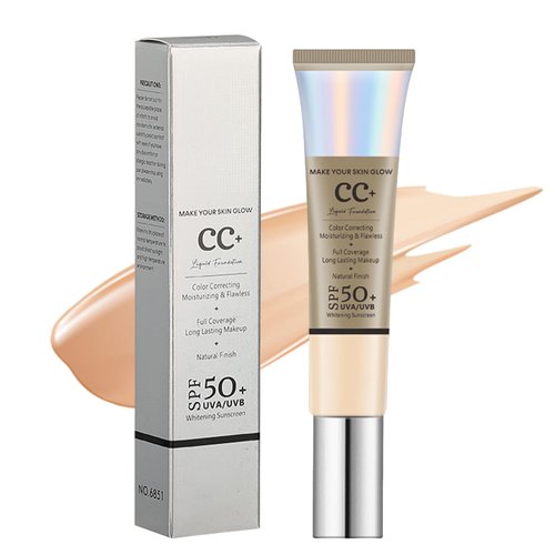 CC Cream, Full Coverage Foundation with SPF 50+, CC Cream Foundation Anti-Redness(MEDIUM)