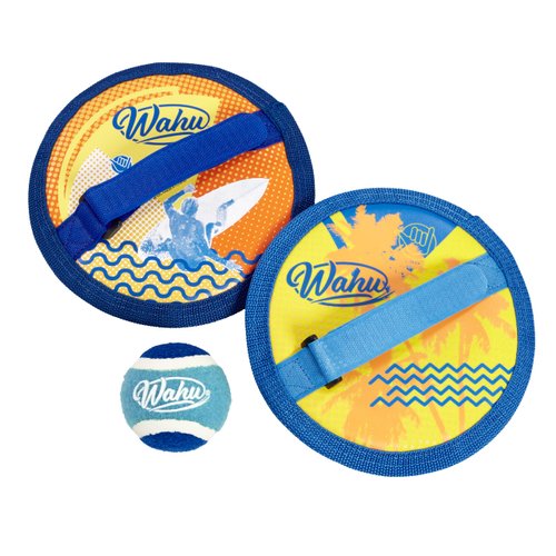 Wahu Water Grip Ball Toss and Catch Ball Game Set with 1 Ball and 2 Adjustable Mitts, Outdoor Velcro Catch Beach Toys Set, Blue/Light Blue