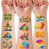 50PCS Building Block Temporary Tattoos Birthday Party Supplies Decorations Tattoos Stickers Cute Party Favors Kids Girls Boys Gifts Classroom School Prizes Themed