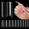 LIONVISON 500PCS No C Curve Nail Tips, Long Square Nail Tips 10 Sizes Half Cover Artificial Nails Straight Square French Clear Fake Nail Tips for Acrylic Nails Professional for Nail Art Salon