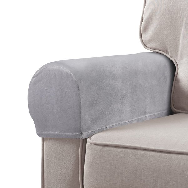 BESPORTBLE 2pcs Chair Arm Protectors Stretch Fabric Armrest Sofa Armrest Cover Armchair Slipcover Protector Elastic Home Office Recliner Couch Loveseat Protective Cloth Grey