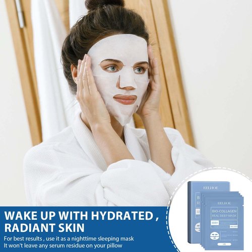 YOUSHEME Anti Wrinkle Mask,Skinqueen Collagen Mask, Skinqueen Bio Collagen Face Mask, Bio-Collagen Deep Mask, Pure Collagen Films Korean Deep Hydrating Mask (8PCS)