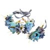 LLinfflr Flower Wreath Crown Boho Flower Headband Floral Halo Headpiece Hair Garland with Wrist Wedding Party Photos Blue