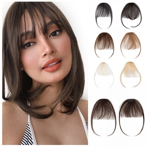 Clip in Bangs Hair Clip S-noilite Human Hair Bangs Hair Pieces for Women Air Bangs Fake Bangs #2 ...
