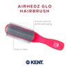 Kent AHGLO01 Airhedz Glo Red Half Round Narrow Detangling Hair Brush - 9 Row Ionic Anti Static Non Scratch Long Nylon Bristle Great for Detangling and Smoothing Medium to Long Length Hair