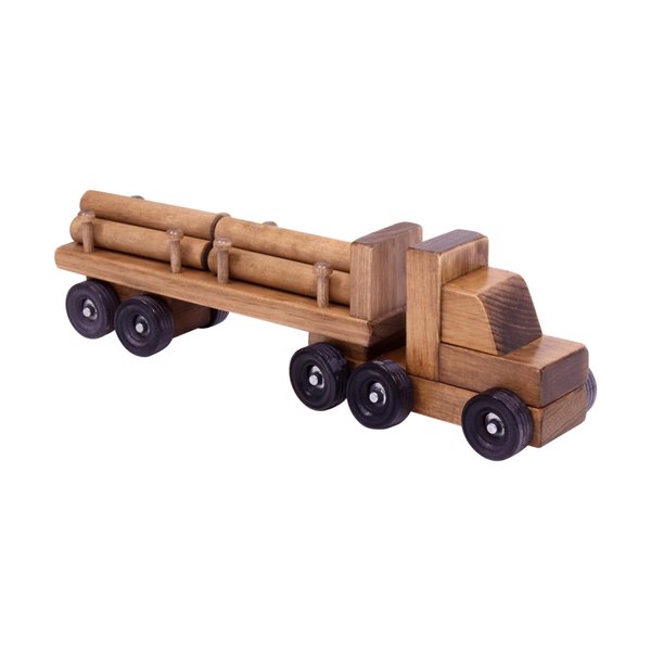 AmishToyBox.com Log Truck Wooden Toy - Amish-Made in Lancaster County, Pennsylvania - with 6 Removable Logs