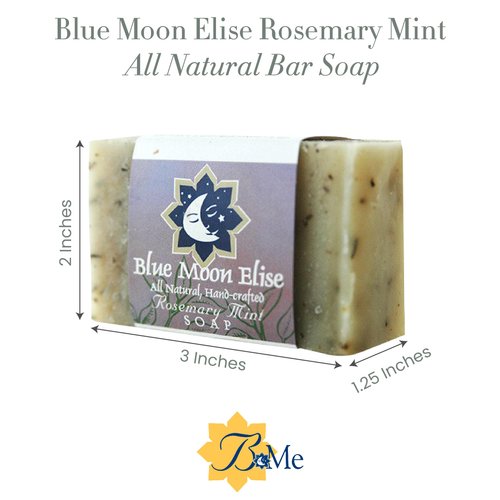 Blue Moon Elise Rosemary Mint Bar Soap for Men and Women, Made with Organic Ingredients, Handmade in the USA, Moisturizing and Therapeutic for Face/Body, Soap Bar for Sensitive Skin