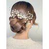Flower Crystal Bride Wedding Hair Comb with Pearl Rhinestone Hair Accessories Bridal Side Combs Headpiece for Women (Silver)